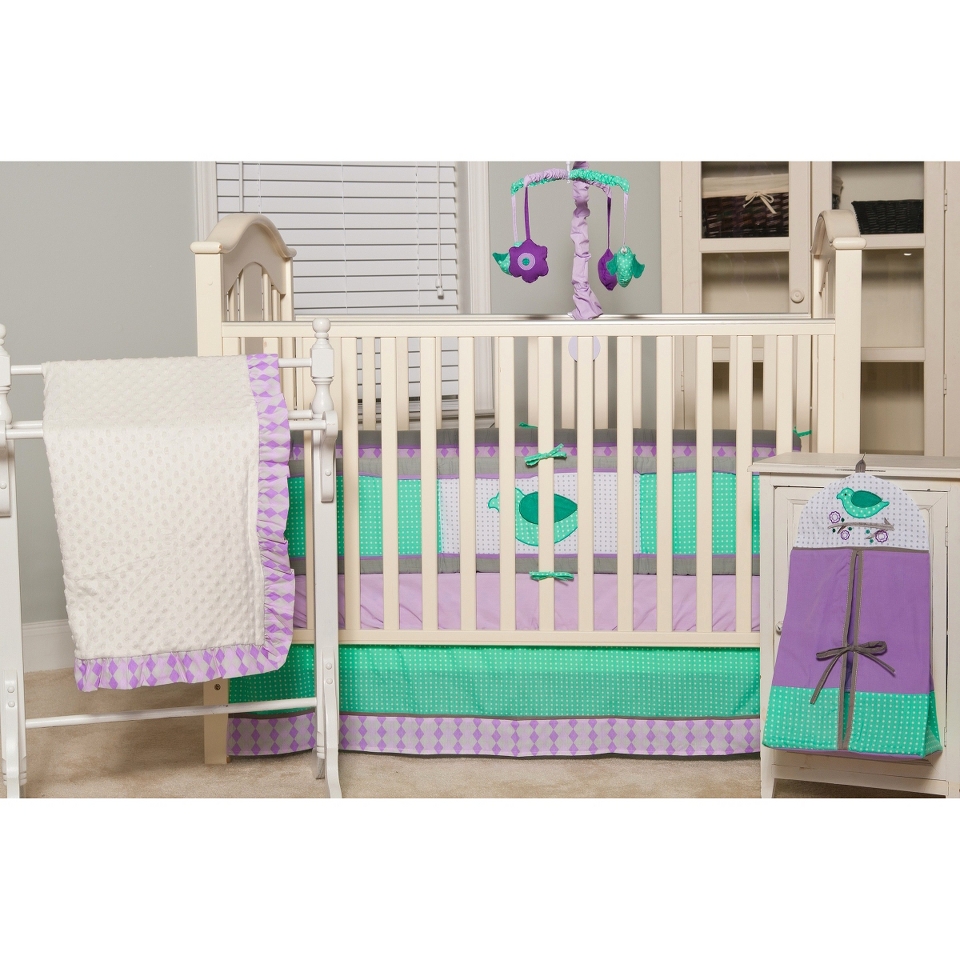 Love Birds Lavender Argyle 6pc Crib Set by Pam Grace