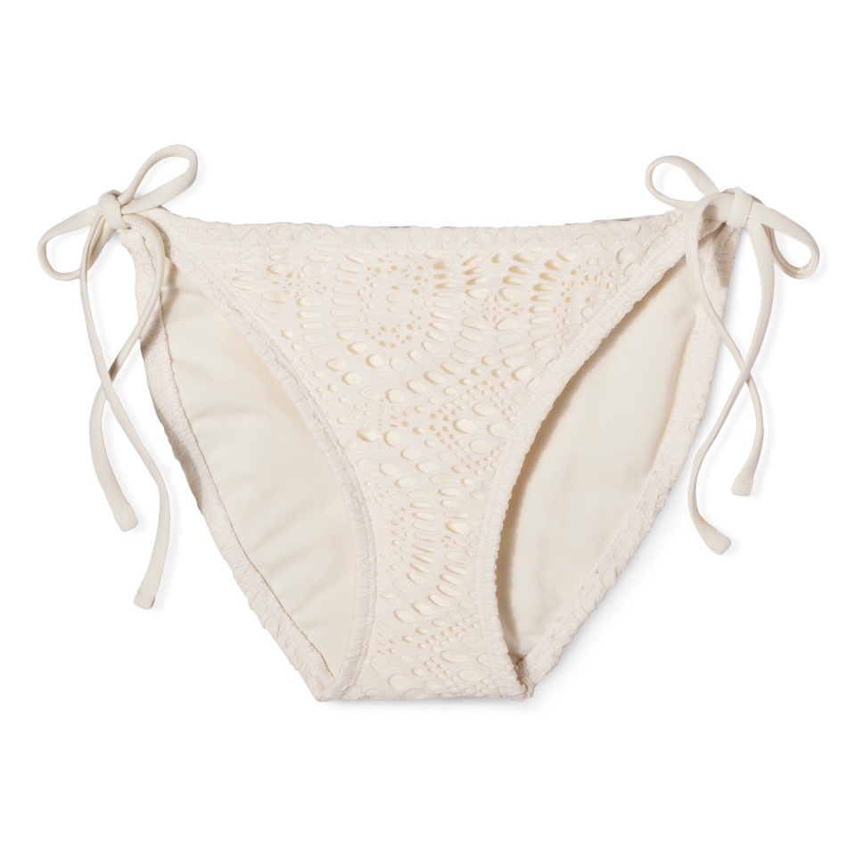 Xhilaration Juniors Crochet Side Tie Swim Bottom  Cream L