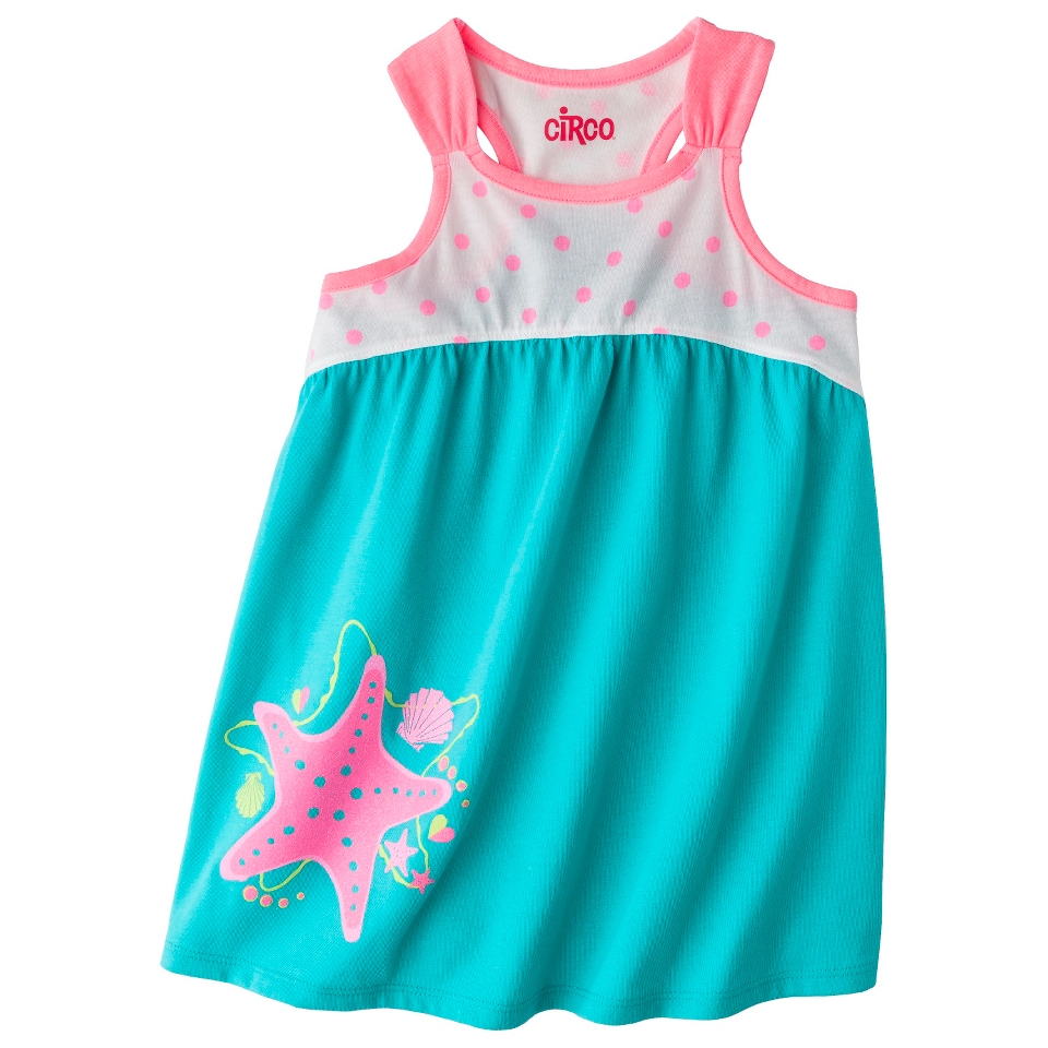 Circo Infant Toddler Girls Starfish Sun Dress   Turquoise 4T