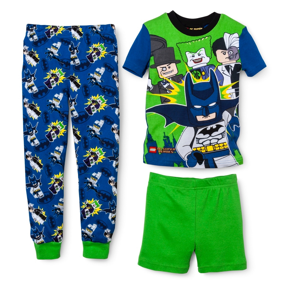 Batman Boys 3 Piece Short Sleeve Pajama Set   Blue 8