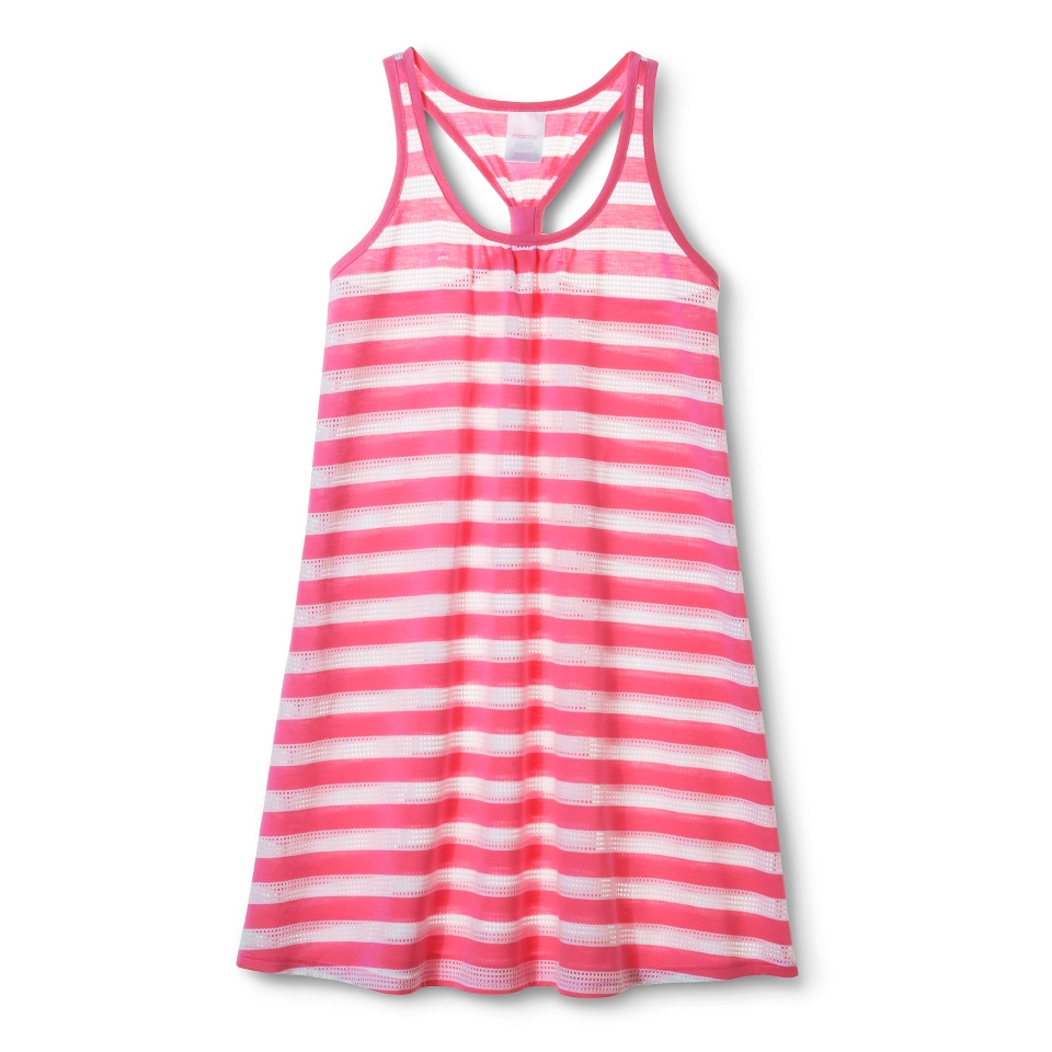 Girls Striped Cover Up Dress   White/Pink L