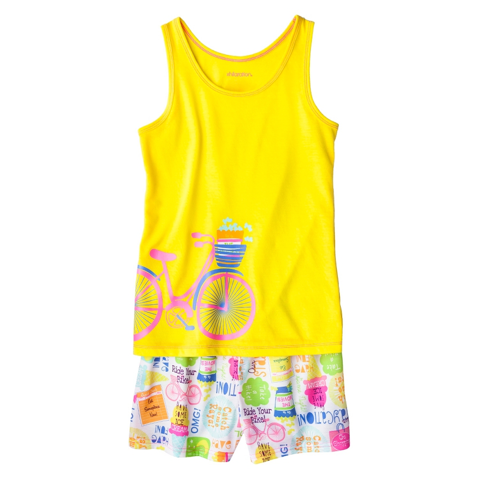 Xhilaration Girls 2 Piece Bicycle Tank Top and Short Pajama Set   Yellow XL