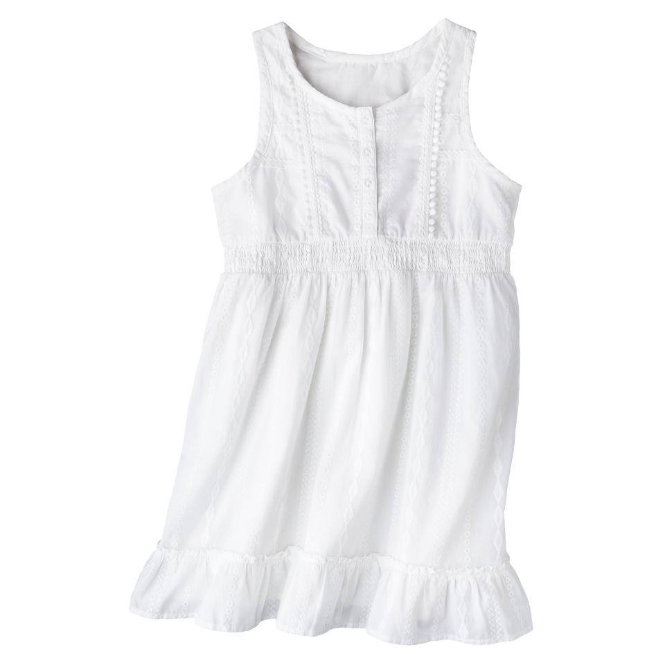 Girls Sleeveless Button Front Shirt Dress   Fresh White L