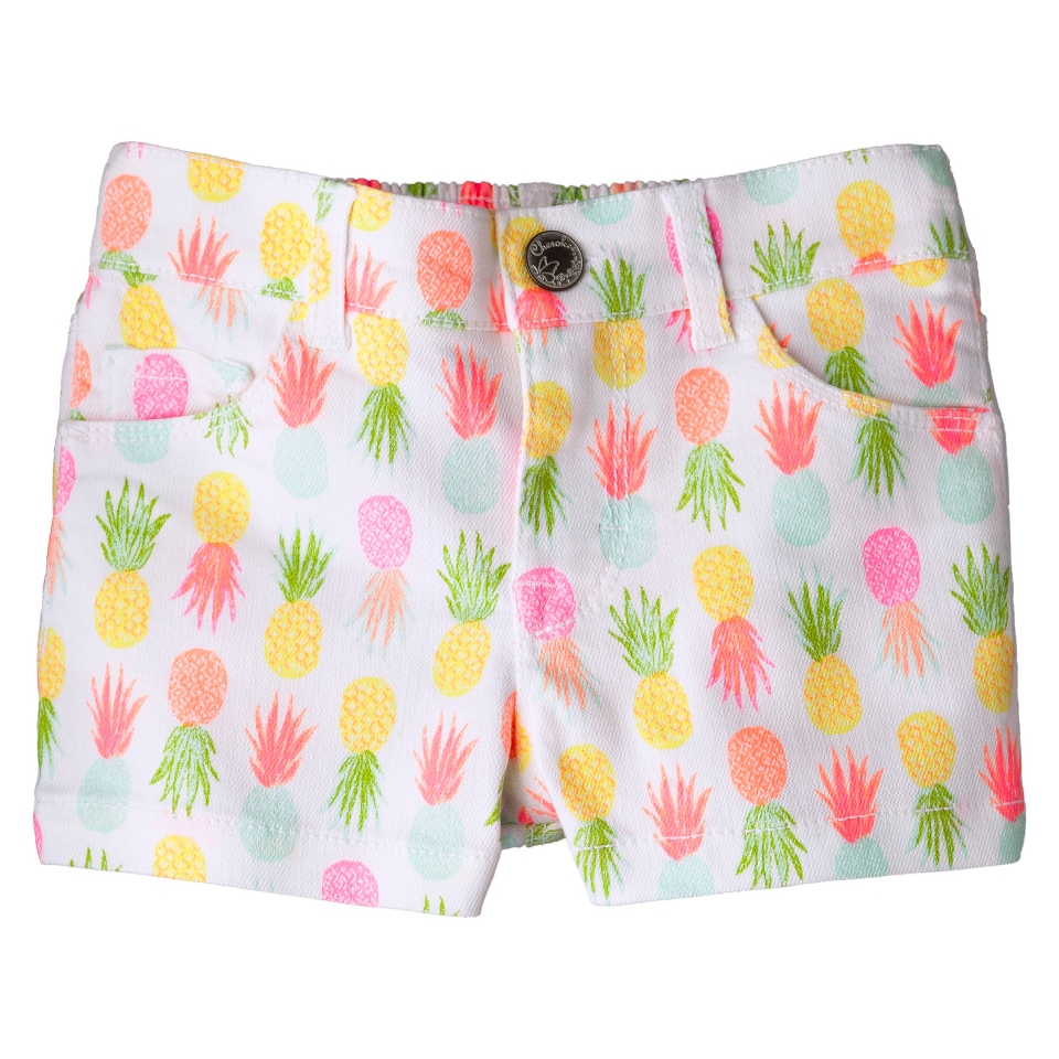 Cherokee Infant Toddler Girls Pineapple Chino Short   White 18 M