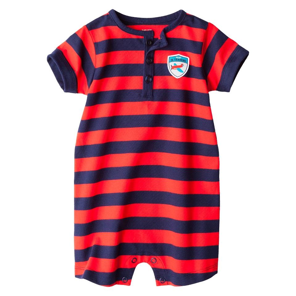 Just One YouMade by Carters Boys Short Sleeve Striped Romper   Orange/Blue NB