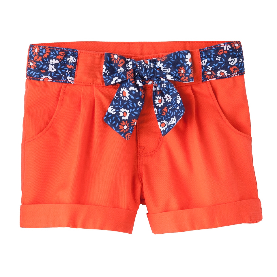 Genuine Kids from OshKosh Infant Toddler Girls Floral Bow Chino Short   Coral