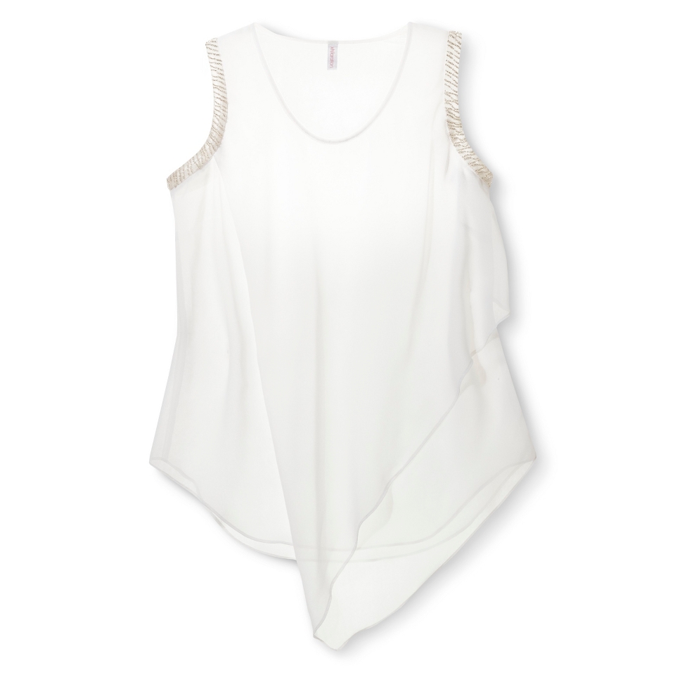 Xhilaration Juniors Asymmetrical Jeweled Top   White S(3 5)