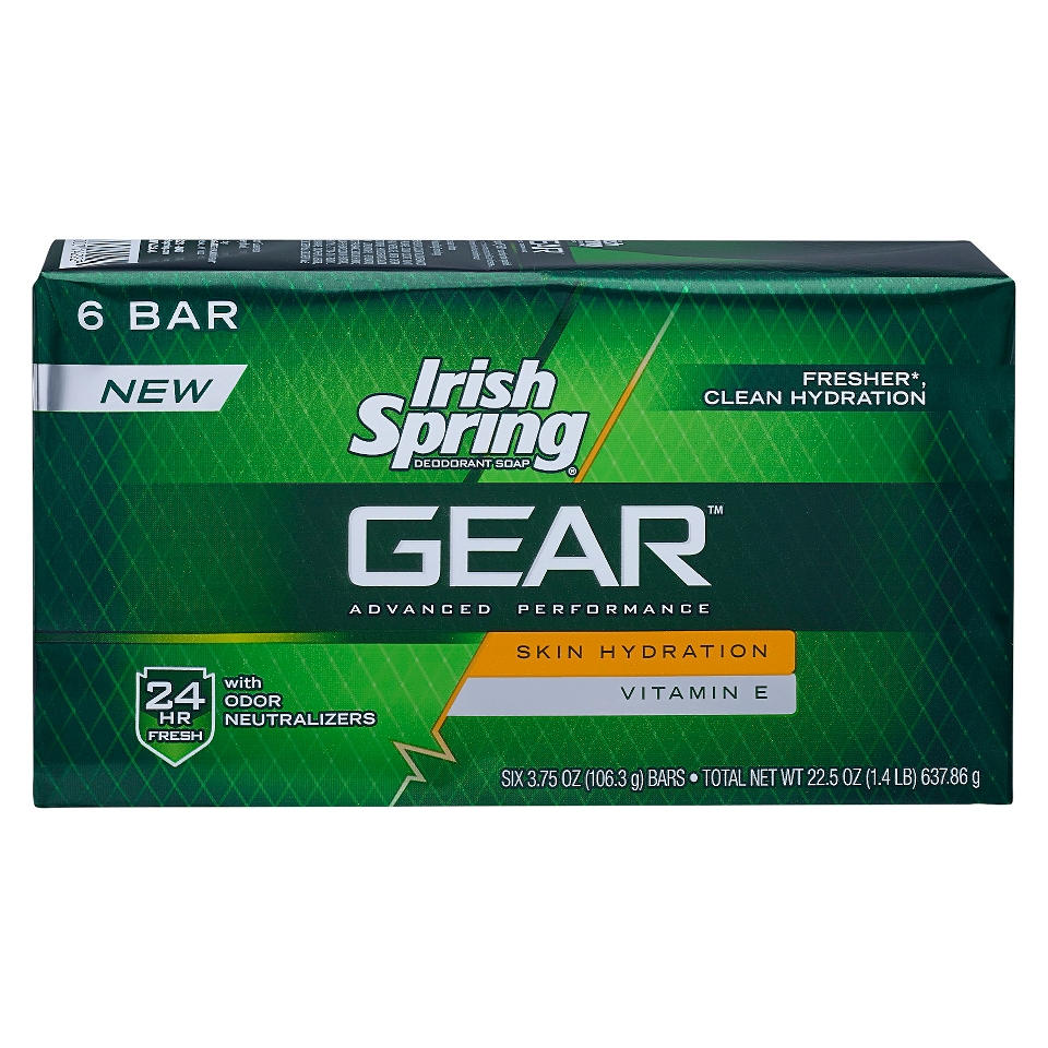 Irish Spring GEAR Hydra Clean Bar Soap   6 count