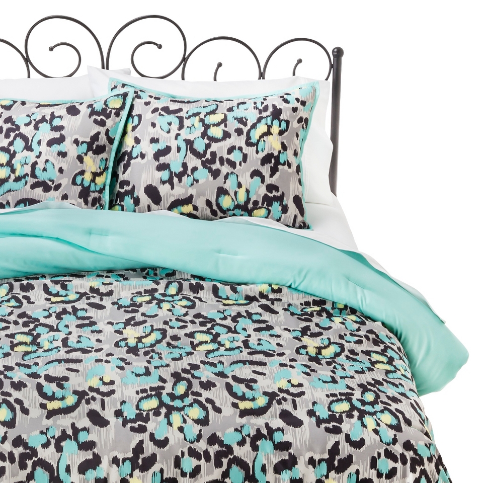 Xhilaration Ikat Cheetah Comforter Set   Black/Turquoise (Full/Queen)