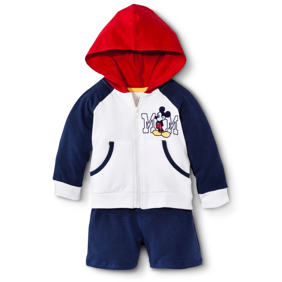 Disney Newborn Boys 2 Piece Mickey Mouse Set   White/Blue/Red 0 3 M