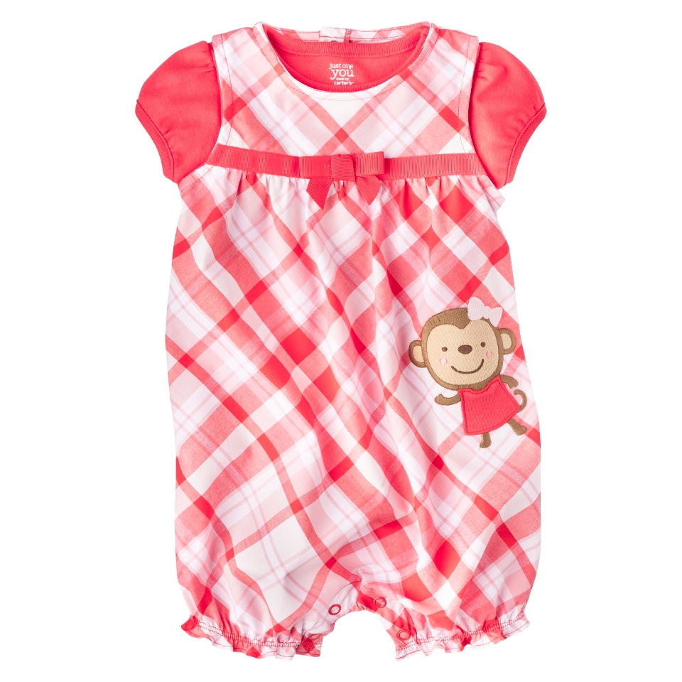 Just One YouMade by Carters Girls Romper and Bodysuit Set   REd/White/Plaid NB