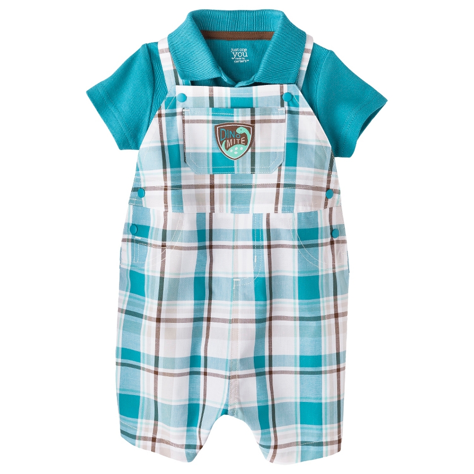 Just One YouMade by Carters Boys Shortal and Bodysuitl Set   Turquoise/Plaid