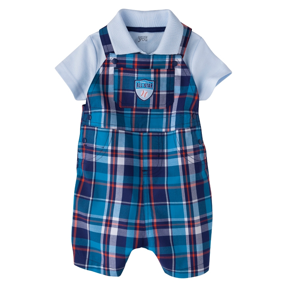 Just One YouMade by Carters Boys Shortall and Bodysuit Set   Blue Plaid NB