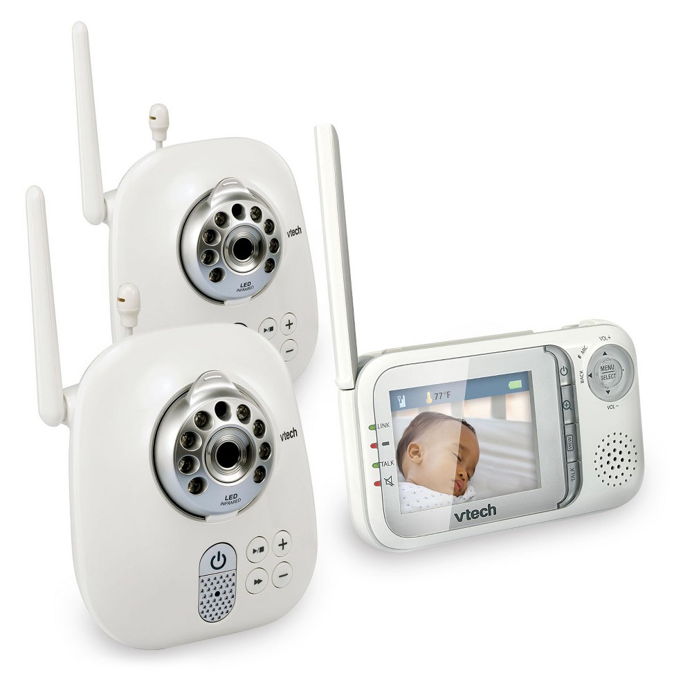 VTech Safe&Sound Two Camera Video and Audio Baby Monitor with Night Vision and Temperature Sensor - VM321-2, White