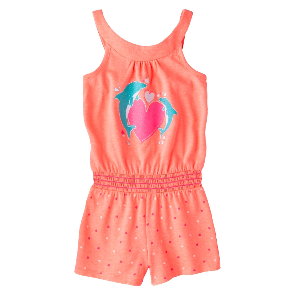 Circo Infant Toddler Girls Sleeveless Dolphin Romper   Moxie Peach 5T