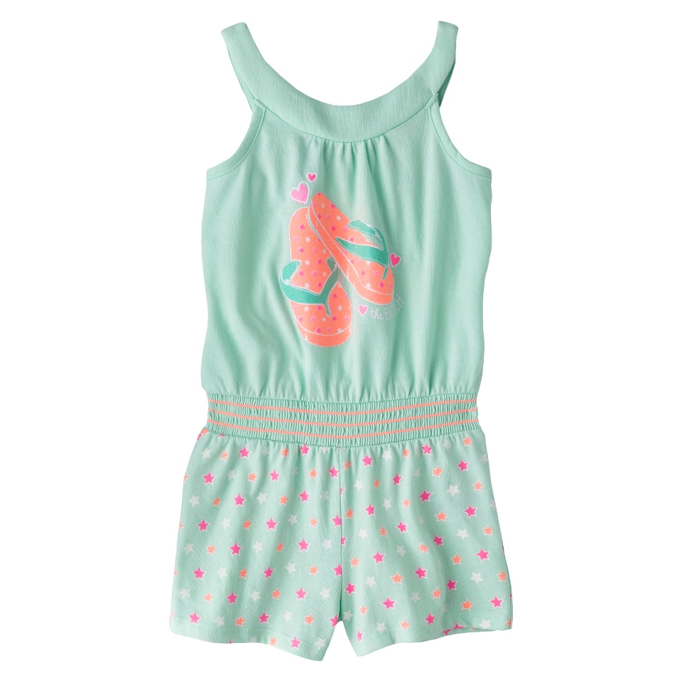 Circo Infant Toddler Girls Sleeveless Flipflop Romper   Joyful Mint 5T