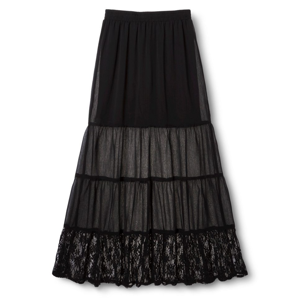 Xhilaration Juniors Tiered Lace Trim Maxi Skirt   S(3 5)