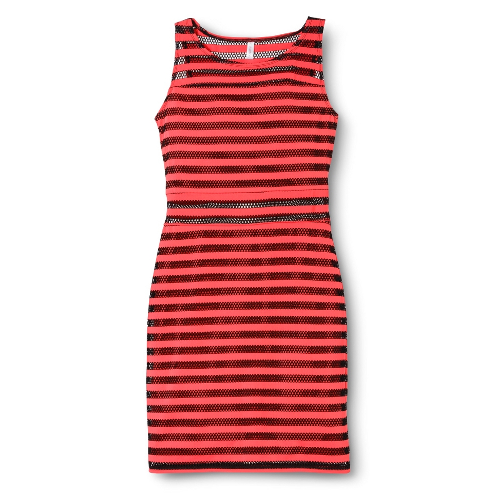 Xhilaration Juniors Striped Bodycon Dress   Coral L(11 13)