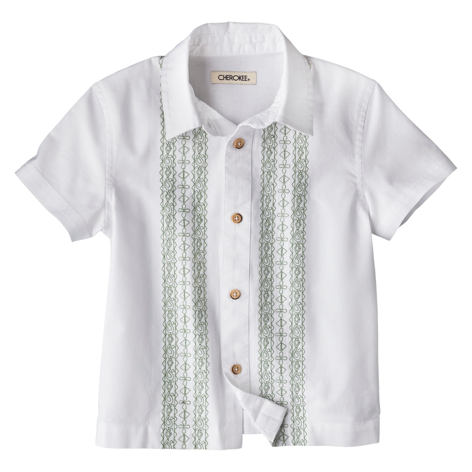 Cherokee Infant Toddler Boys Short Sleeve Havana Buttondown   True White 5T