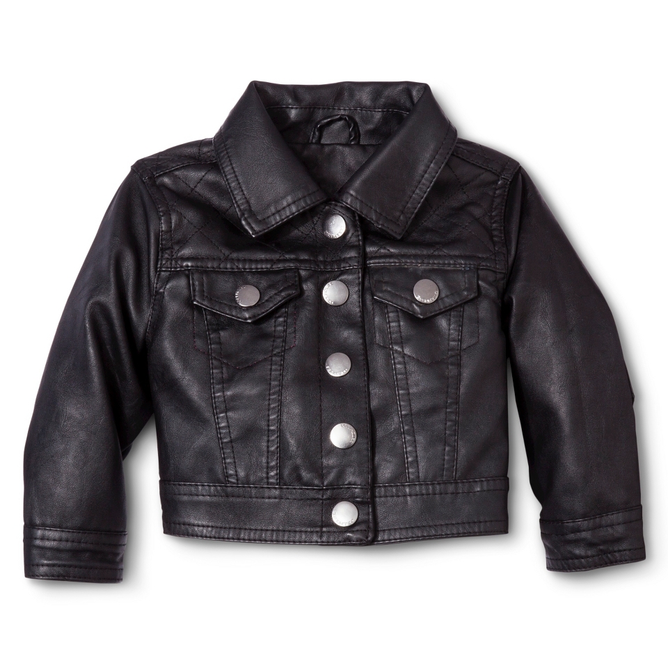 Dollhouse Infant Toddler Girls Faux Leather Jacket   Black 2T