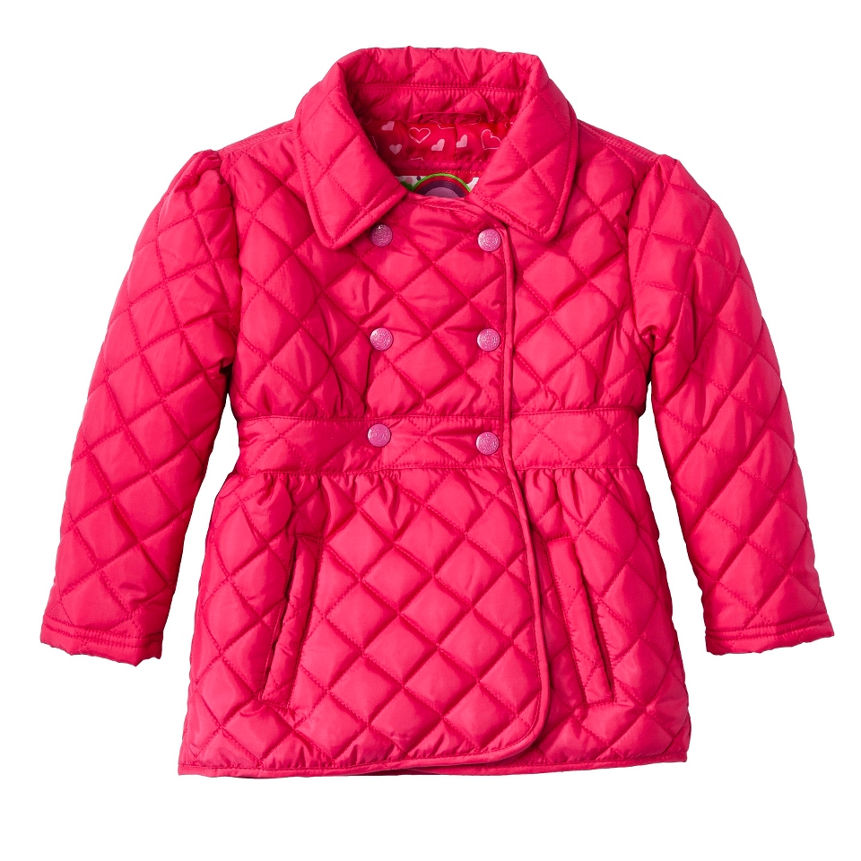 Dollhouse Infant Toddler Girls Quilted Trench Coat   Fuchsia 18 M