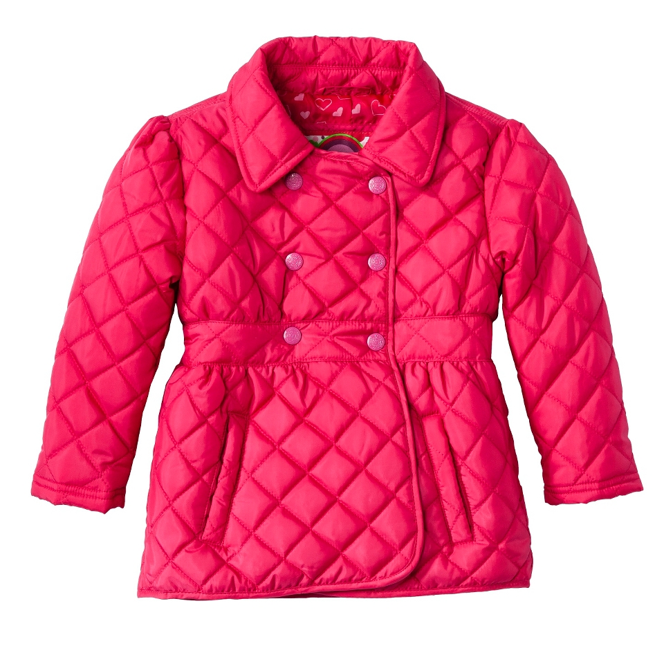 Dollhouse Infant Toddler Girls Quilted Trench Coat   Fuchsia 3T