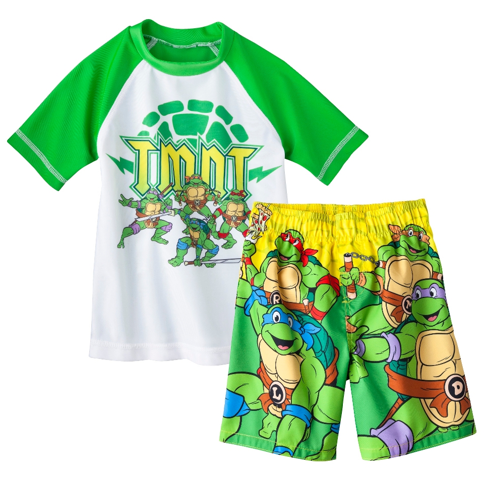 Teenage Mutant Ninja Turtles Toddler Boys Short Sleeve Rashguard and Swim