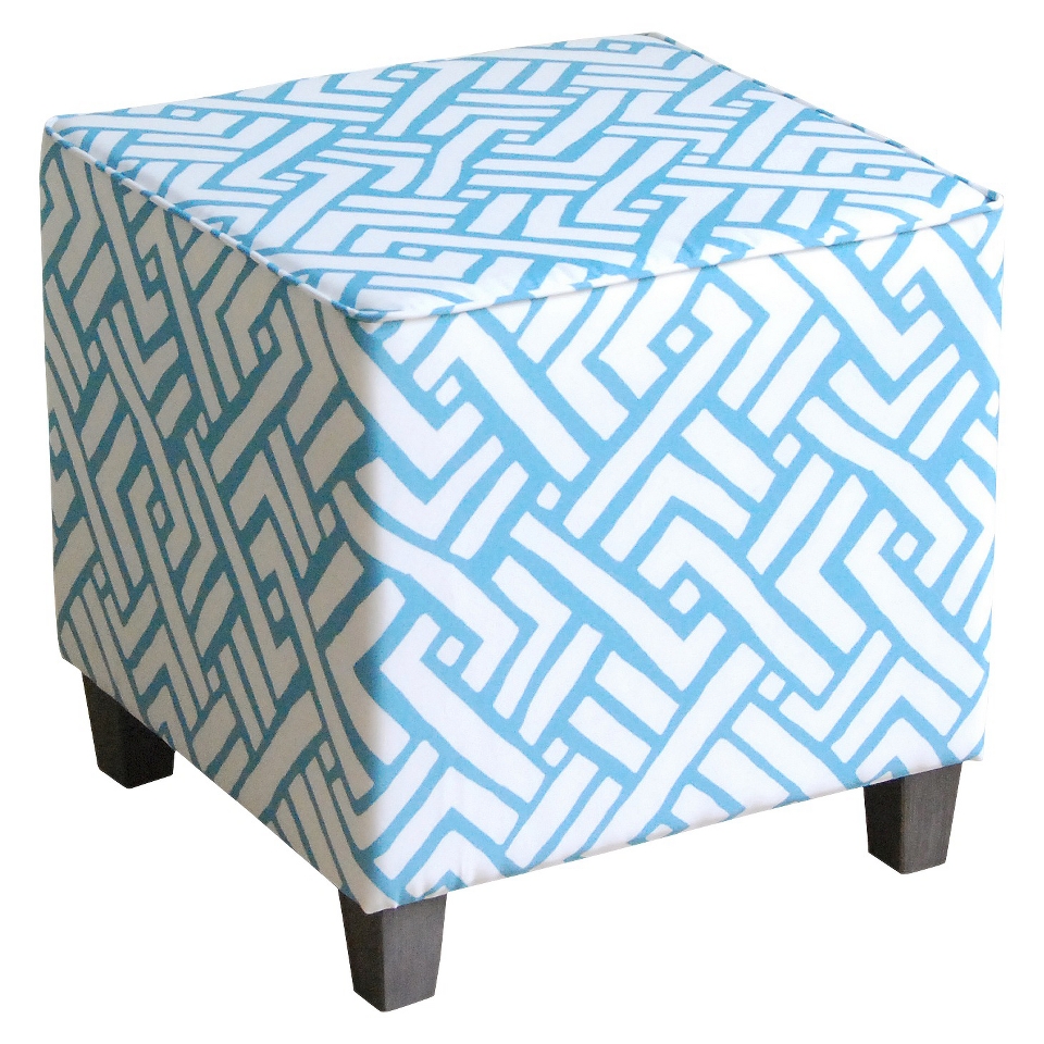 Ottoman Threshold Ottoman Cube   Turquoise Geo