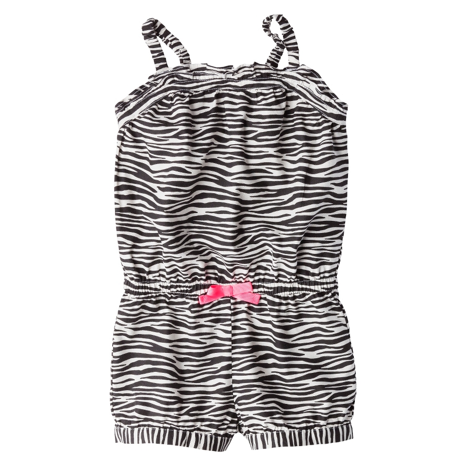 Cherokee Infant Toddler Girls Sleeveless Zebra Stripe Romper   Stone 4T