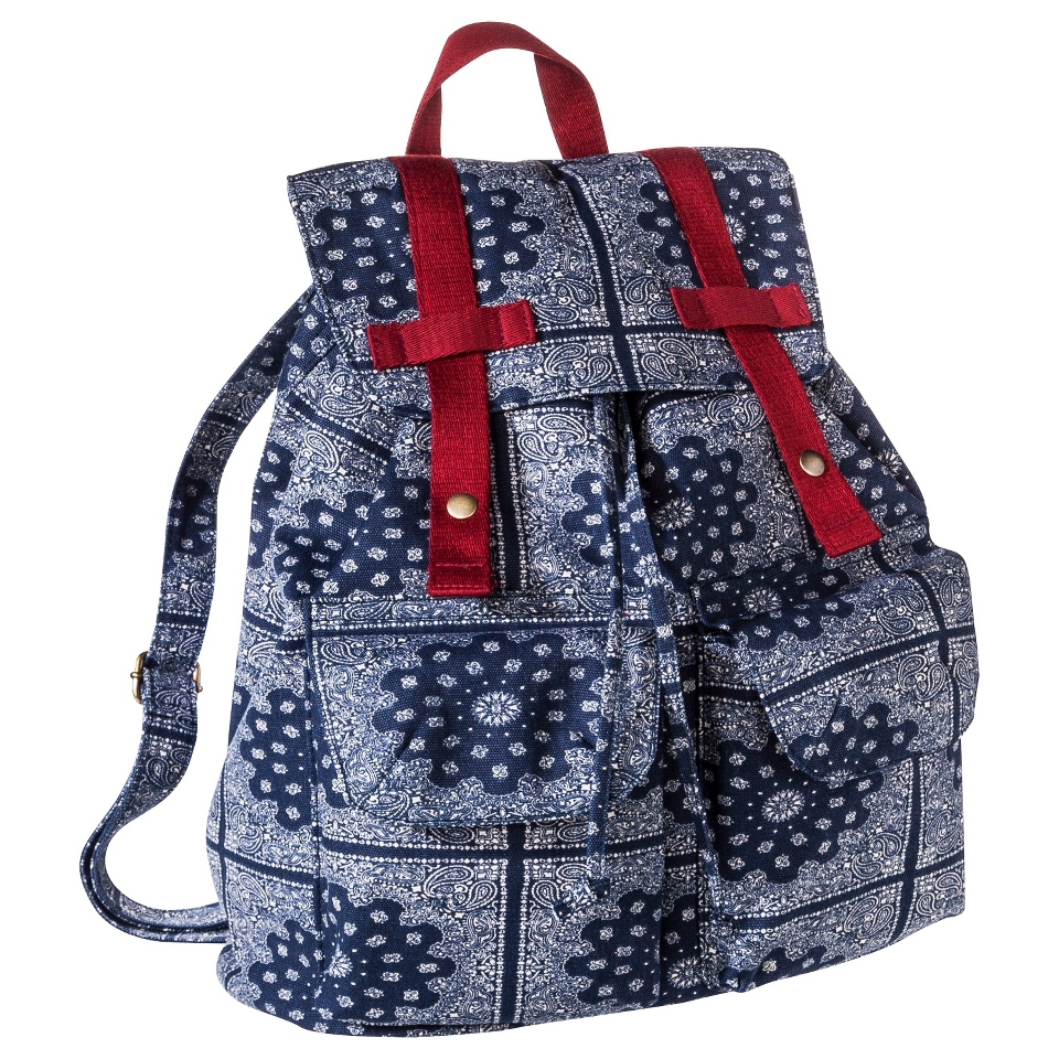 Paisley Print Backpack Handbag   Blue