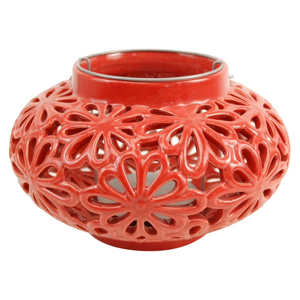 Round Ceramic Lantern   Red by Drew De Rose