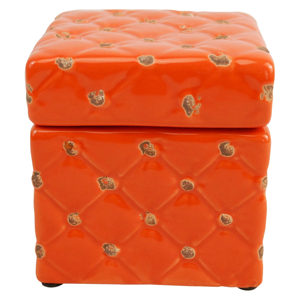 Ceramic Tufted Box   Orange by Drew De Rose