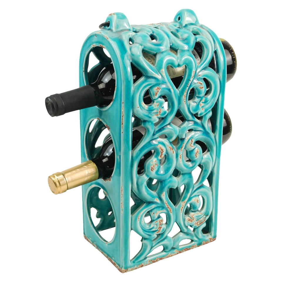 Wine Rack Ceramic Wine Bottle Holder   Blue by Drew De Rose