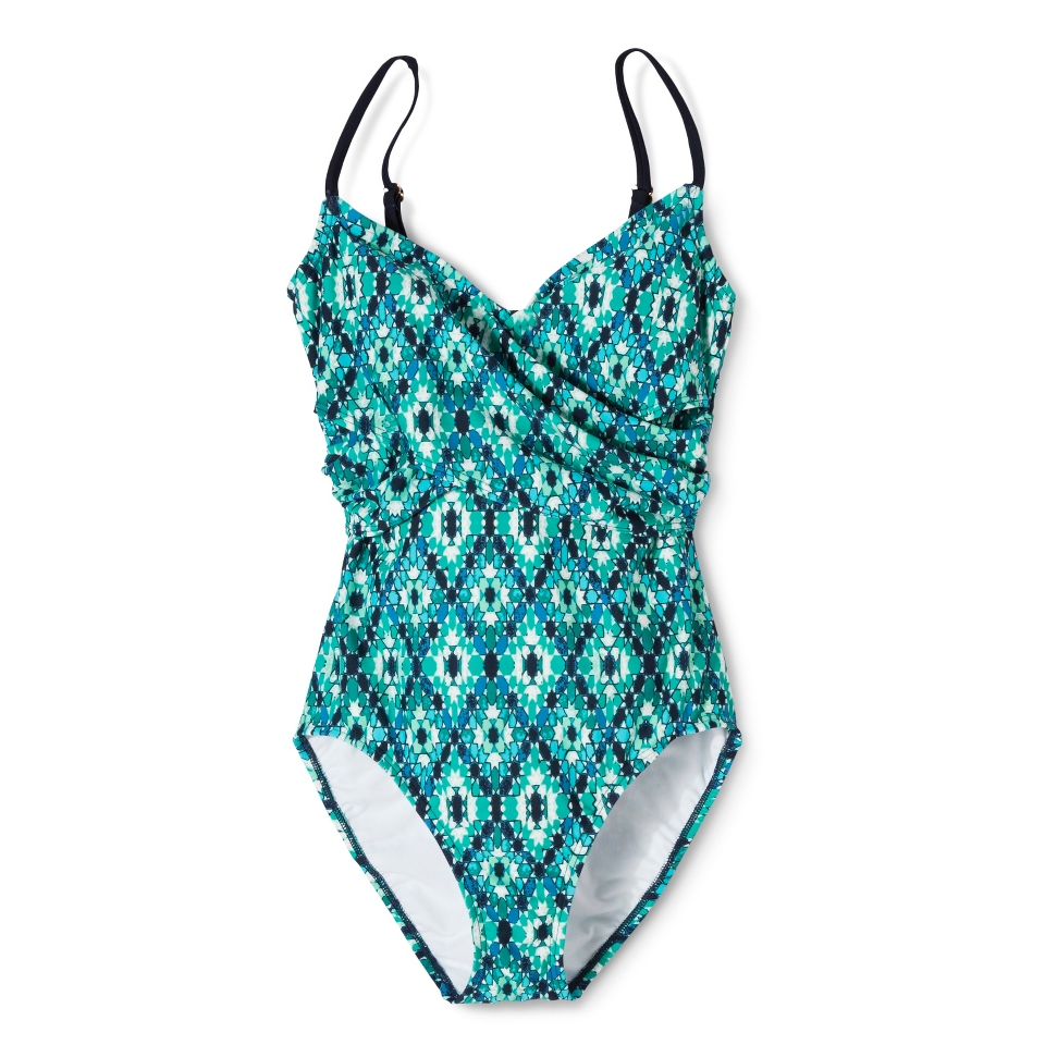 Womens 1 Piece Printed Swimsuit  Blue XS