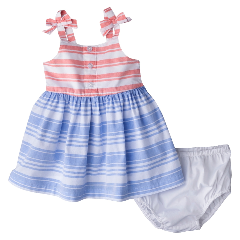 Genuine Kids from OshKosh Newborn Girls Striped Sleeveless Dress   Blue/Pink 6 