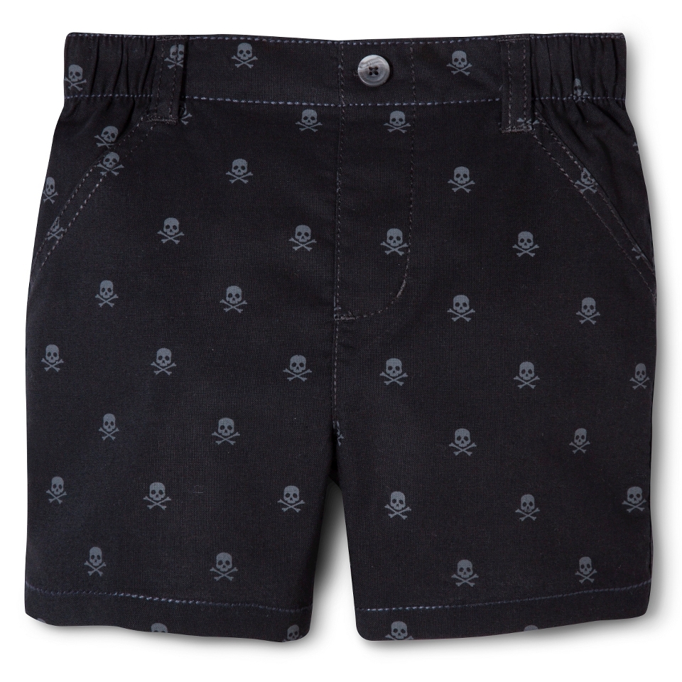 Cherokee Newborn Boys Skull Print Short   Charcoal 6 9 M