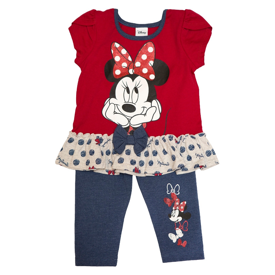 Disney Minnie Mouse Infant Toddler Girls Short Sleeve Tunic and Legging Set  