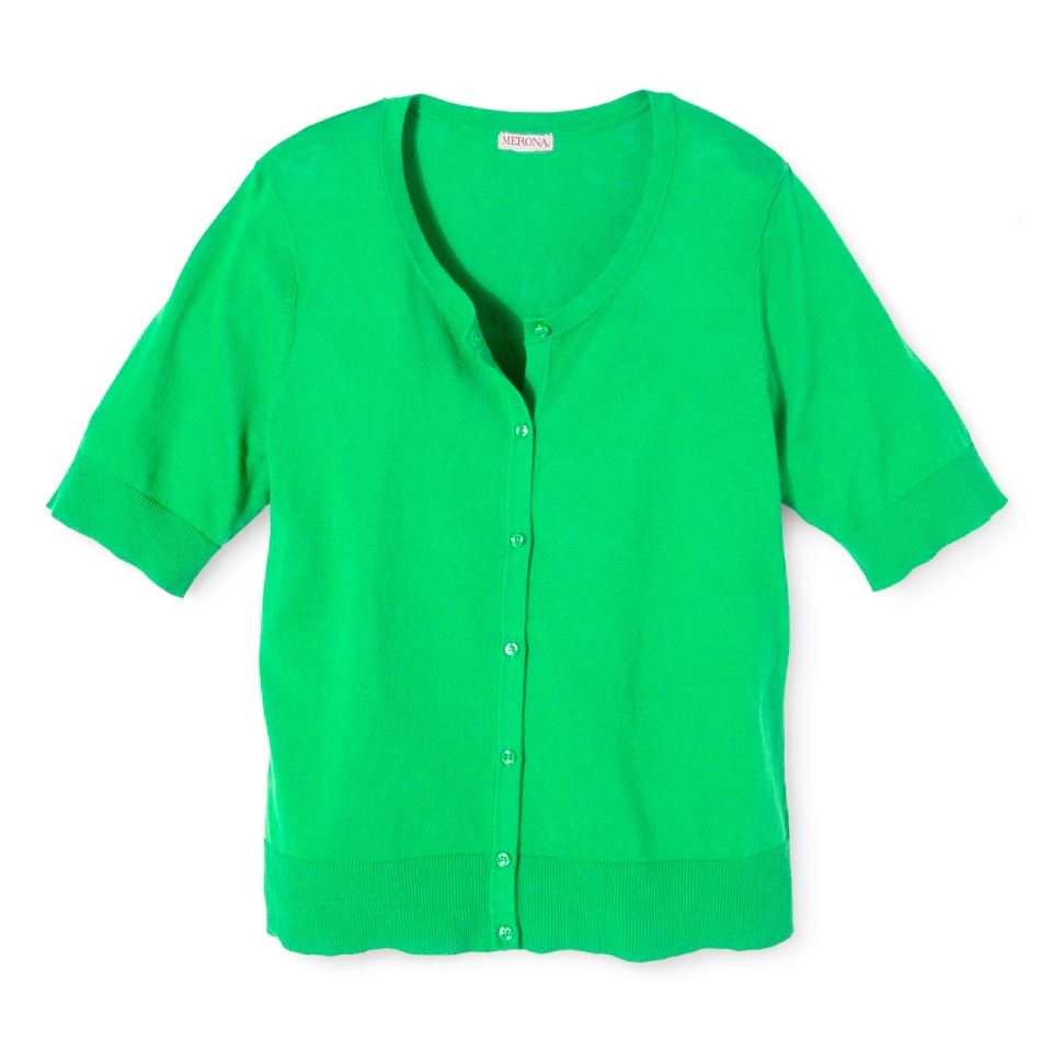 Merona Womens Plus Size Short Sleeve Cardigan Sweater   Green 2X