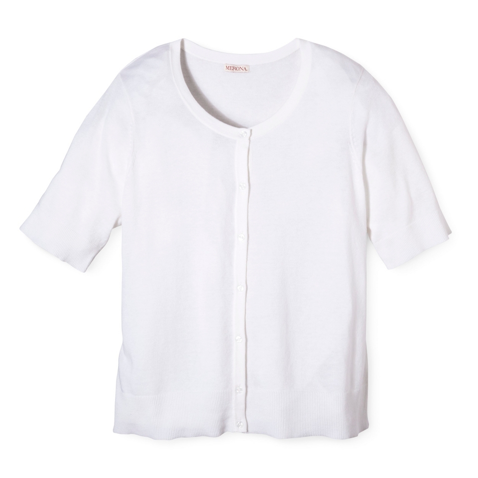Merona Womens Plus Size Short Sleeve Cardigan Sweater   White X