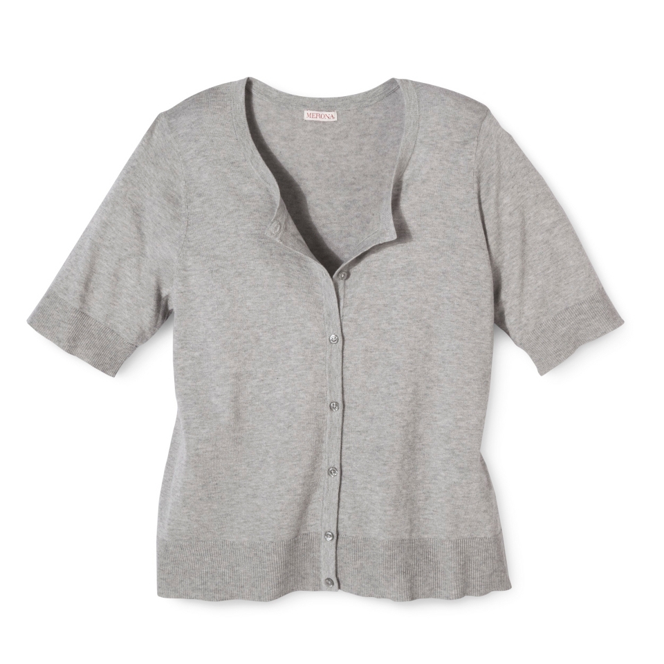 Merona Womens Plus Size Short Sleeve Cardigan Sweater   Gray 3X