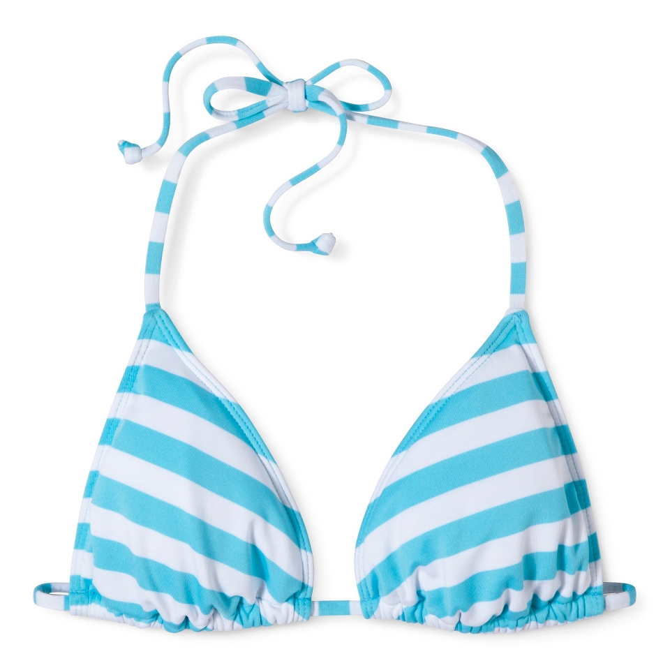 Mossimo Womens Mix and Match Stripe Triangle Swim Top   Swimming Pool XS