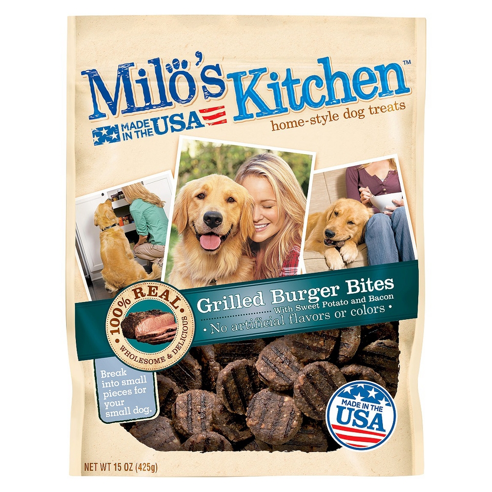 Milos Kitchen Home Style Dog Treats   Grilled Burger Bites (15 oz)