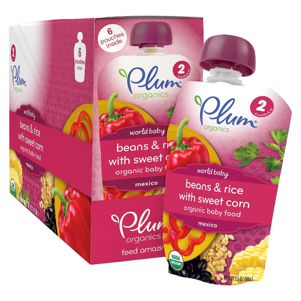 Plum Organics   World Baby Beans & Rice with Sweet Corn   3.5oz (6 Pack)