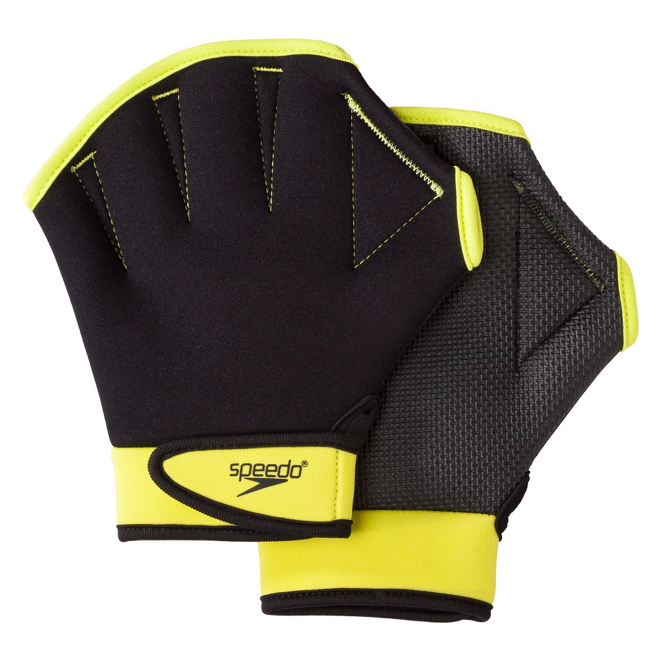 Speedo Adult Aquatic Fitness Glove Black & Kiwi   Large