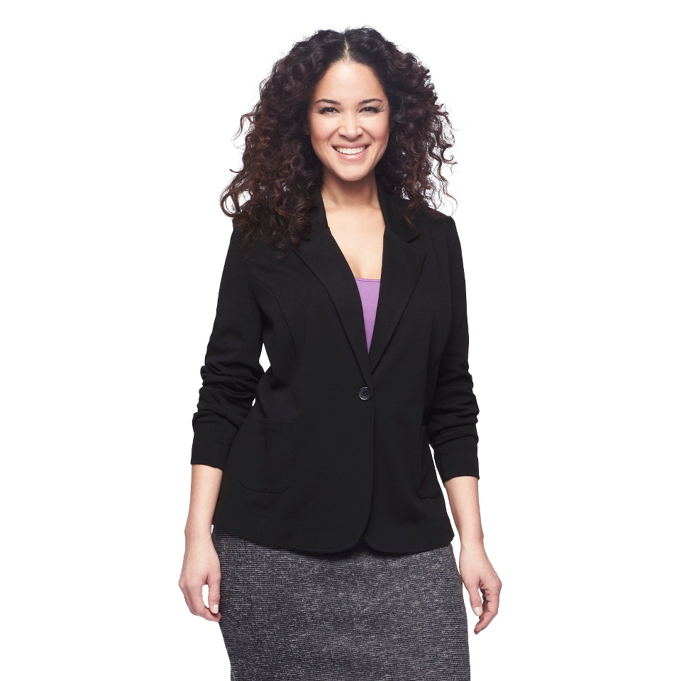 Pure Energy Womens Plus Size Ponte Jacket   Black X