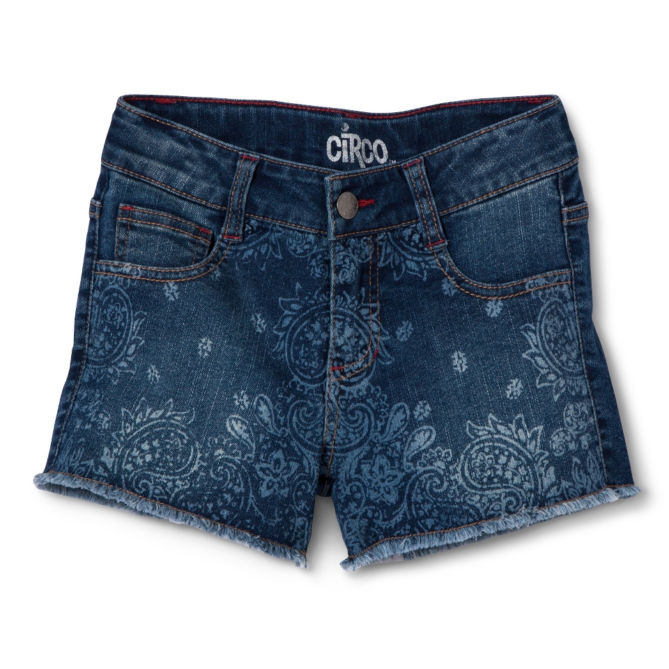 Girls Printed Denim Jean Short   Blue S