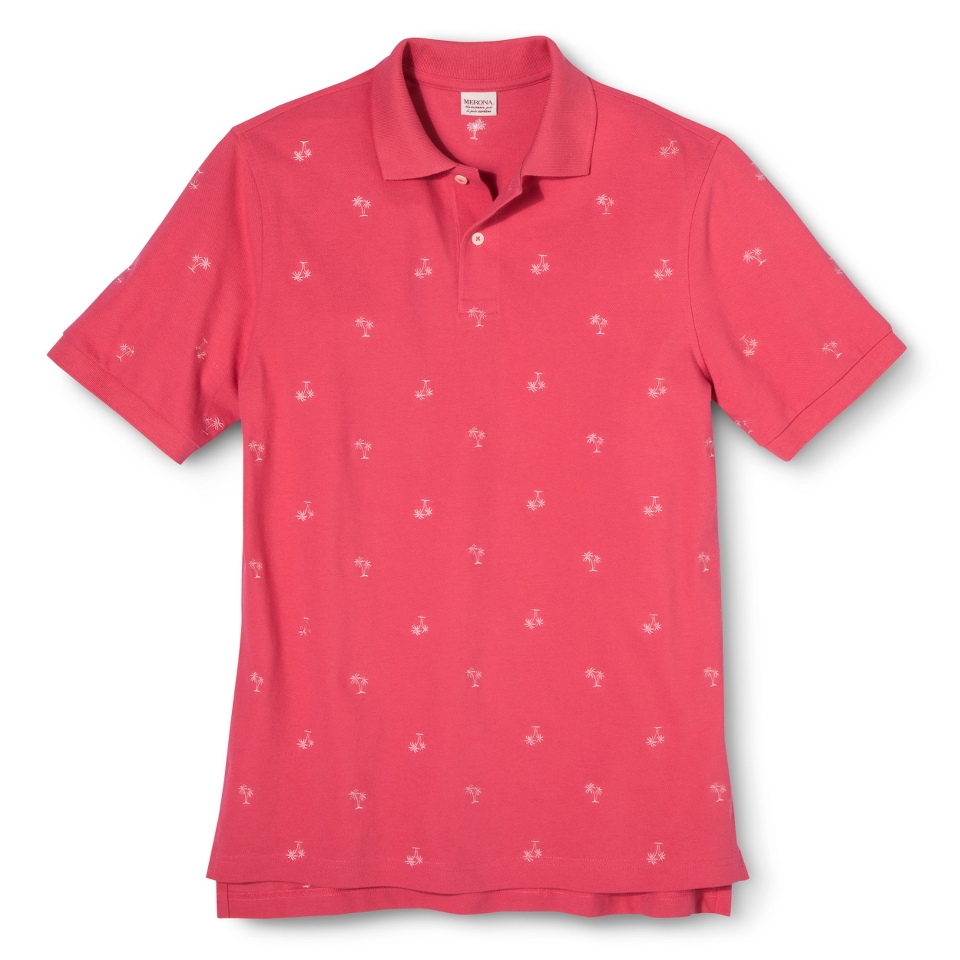 Mens Classic Fit Print Polo Shirt SS Pink L