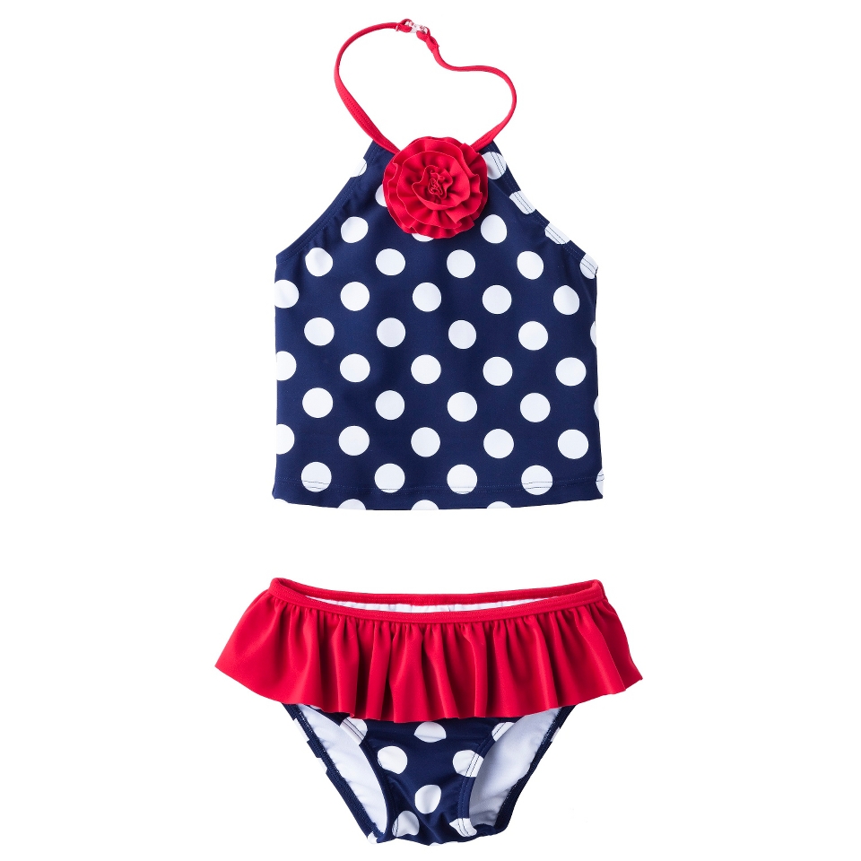 Circo Infant Toddler Girls 2 Piece Polka Dot Tankini Set   Blue Bell 5T