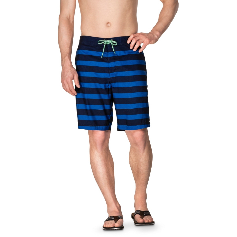 Merona Mens 9 Stripe Faux Boardshort   Cobalt XS