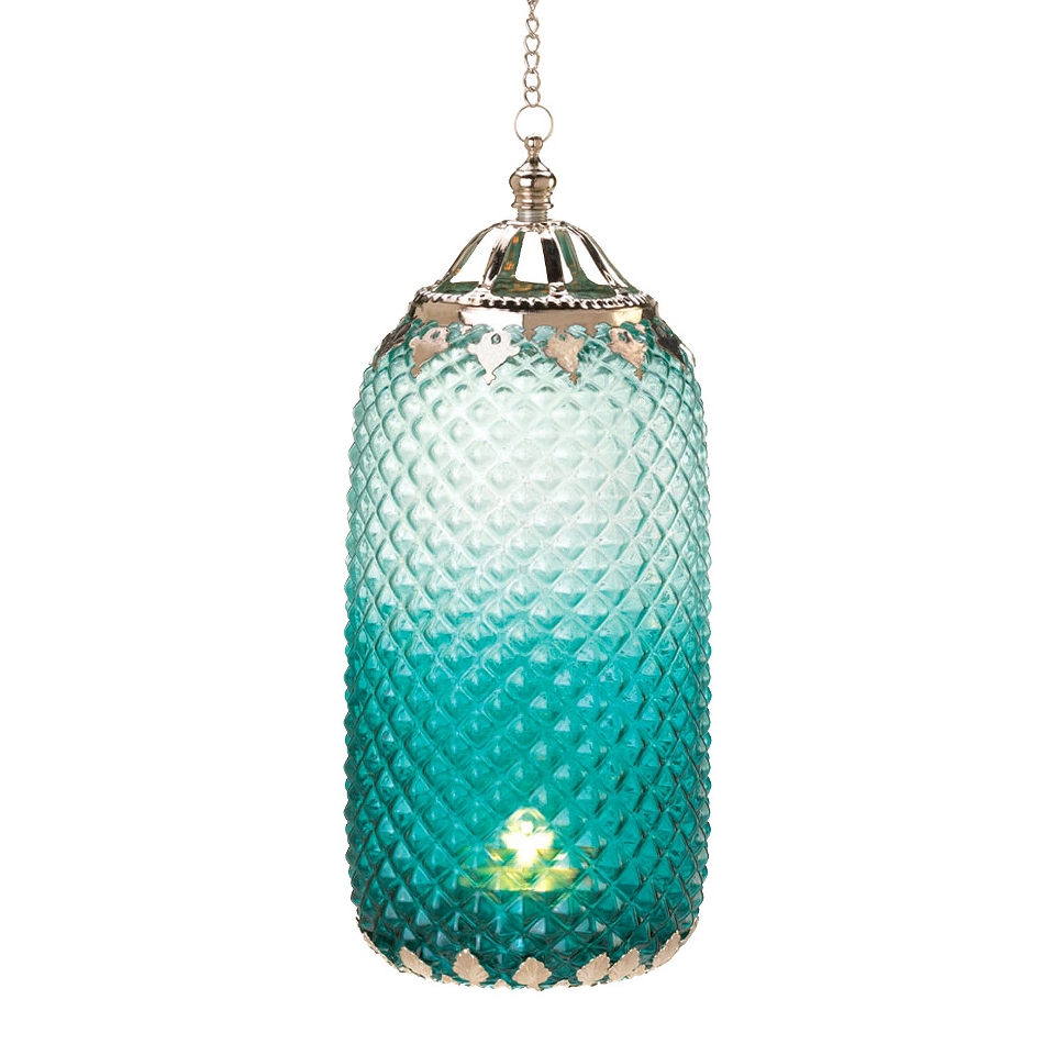 Hobnail Lantern Candle Holder 9   Blue